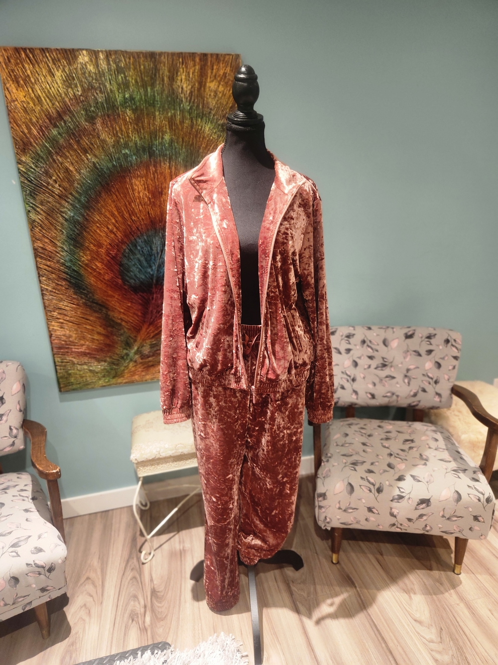 Ricki's Rose Gold Crushed Velvet Jumpsuit